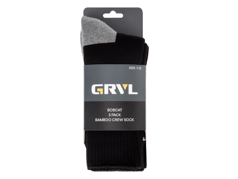 Grvl Bobcat 3 Pack Bamboo Heavy Duty Crew Sock