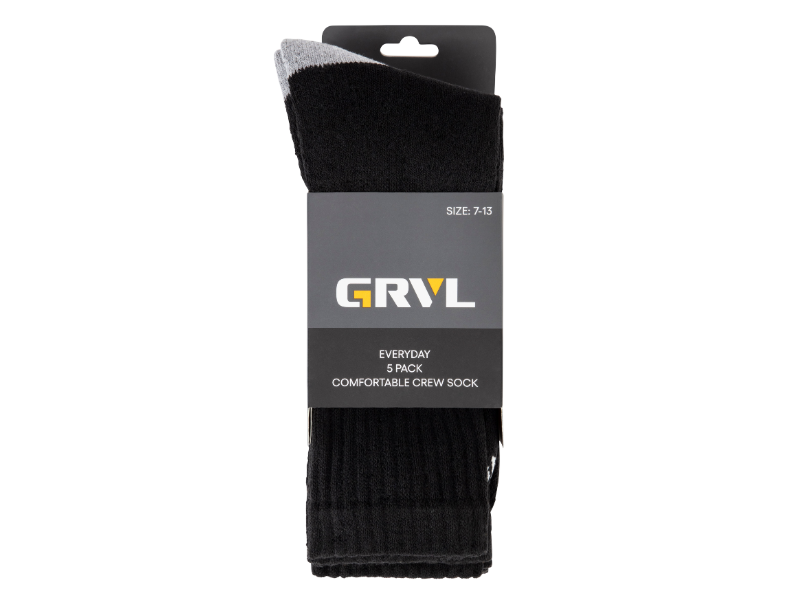 Grvl Everyday 5 Pack Comfortable Crew Sock