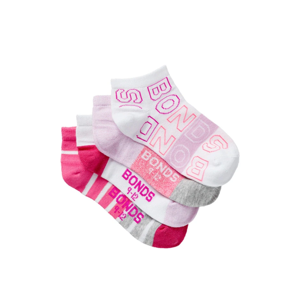 Bonds Kids Fashion Trainer Socks 4 Pack
