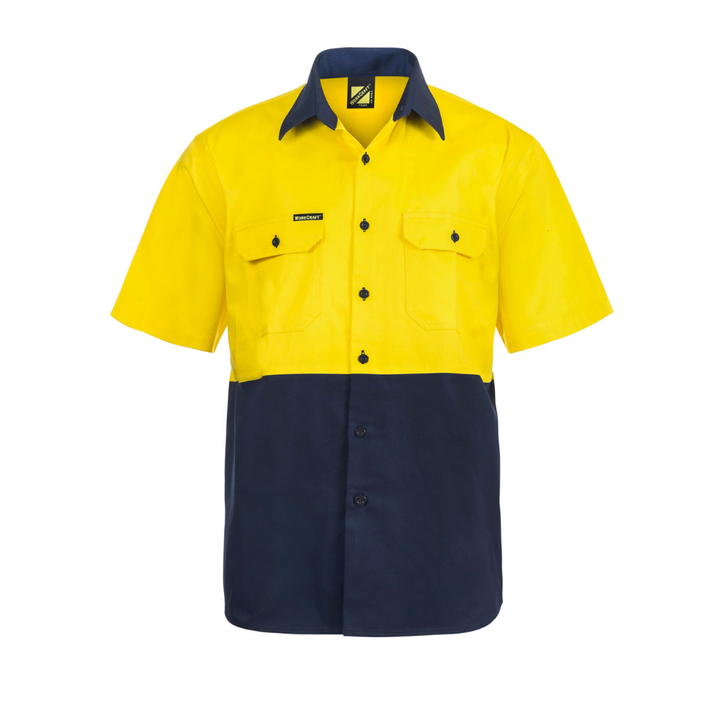 WorkCraft Hi Vis Cotton Drill Short Sleeve Shirt WS3023
